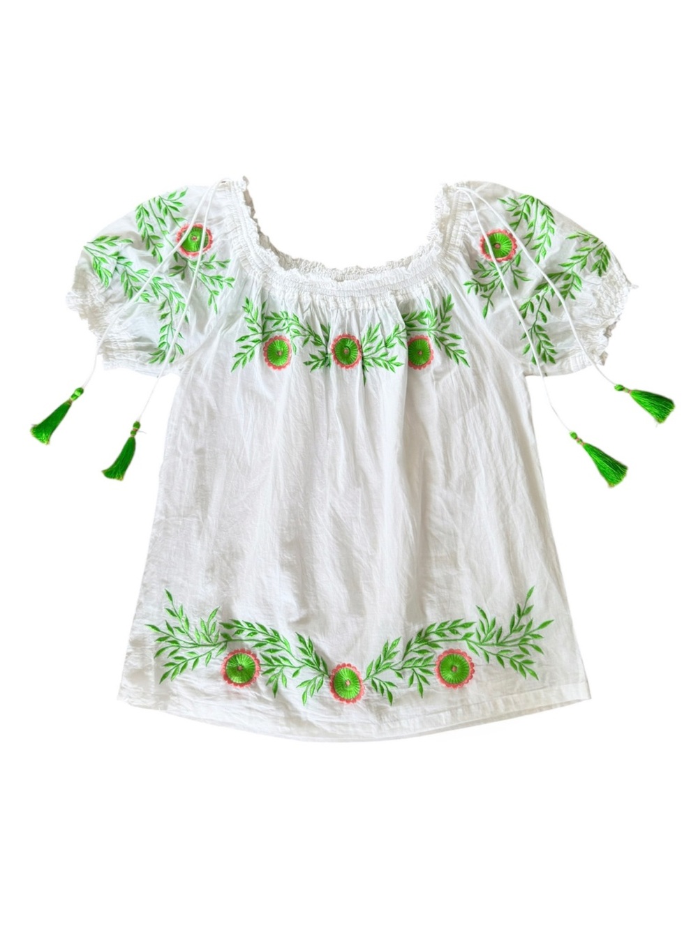 Gretchen Scott Embroidered Tunic Top 100% Cotton Boho Size Medium